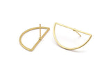 Semi Circle Earring, 6 Gold Plated Brass Semi Circle Stud Earrings (30x15mm) D0011 A1150 Q0836