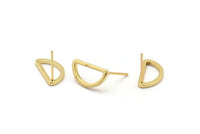 Gold Semi Circle Earring, 6 Gold Plated Brass Half Moon Earring Posts, Pendants, Findings (15x7.5x1.2mm) E342 Q0520