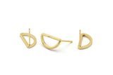 Gold Semi Circle Earring, 6 Gold Plated Brass Half Moon Earring Posts, Pendants, Findings (15x7.5x1.2mm) E342 Q0520