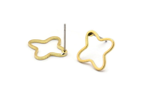 Brass Geometric Earrings, 12 Raw Brass Windrose Earrings Findings (12x1mm) BS 2020 A1782