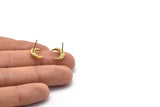 Brass Moon Earring, 6 Raw Brass Textured Horn Stud Earrings, Jewelry Finding (12x3.50x3mm) N0303 A1193