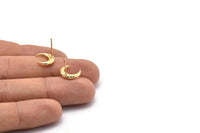 Altın Ay Küpe, 4 Dokulu Altın Kaplama Pirinç Boynuz Küpe, Mücevher Parçası (12x3.50x3mm) N0303 A1193