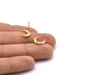 Altın Ay Küpe, 4 Dokulu Altın Kaplama Pirinç Boynuz Küpe, Mücevher Parçası (12x3.50x3mm) N0303 A1193
