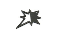 Black Pole Star Charm, 6 Oxidized Black Brass, Black Charms, Black Pole Star Charms With 1 Hole (27x22x0.80mm) M02484