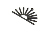 Black Sun Charm, 6 Textured Oxidized Black Brass Sun Charms With 1 Loop (17x30x0.80mm) M02319