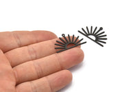 Black Sun Charm, 6 Textured Oxidized Black Brass Sun Charms With 1 Loop (17x30x0.80mm) M02319