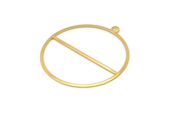 Gold Circle Charm, 2 Gold Plated Brass Circle Charms With 1 Loop, Pendants, Earrings, Findings (41x38x0.6mm) M02063 Q0790