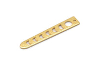 Gold Moon Charm, 4 Textured Gold Plated Brass Moon Phases Charms With 1 Hole (35x6x5x0.80mm) M02347