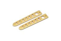 Gold Moon Charm, 4 Textured Gold Plated Brass Moon Phases Charms With 1 Hole (35x6x5x0.80mm) M02347