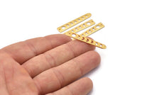 Gold Moon Charm, 4 Textured Gold Plated Brass Moon Phases Charms With 1 Hole (35x6x5x0.80mm) M02347