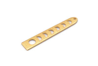 Gold Moon Charm, 4 Textured Gold Plated Brass Moon Phases Charms With 1 Hole (35x6x5x0.80mm) M02346