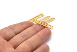 Gold Moon Charm, 4 Textured Gold Plated Brass Moon Phases Charms With 1 Hole (35x6x5x0.80mm) M02346