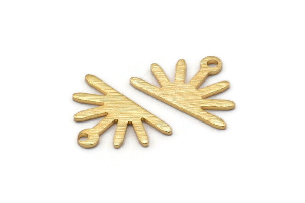 Gold Sun Charm, 10 Textured Gold Plated Brass Sun Charms With 1 Loop (10x15x0.80mm) M02410