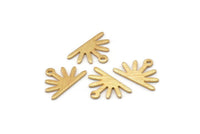 Gold Sun Charm, 10 Textured Gold Plated Brass Sun Charms With 1 Loop (10x15x0.80mm) M02410