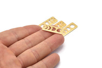 Gold Rectangle Charm, 4 Gold Plated Brass Moon Phases Charms With 1 Hole, Stamping Blanks (25x10x0.80mm) M01992 H0952