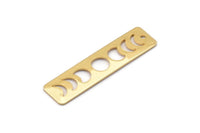 Gold Rectangle Charm, 2 Gold Plated Brass Moon Phases Charms With 1 Hole, Stamping Blanks (40x10x0.80mm) M01998 H0950