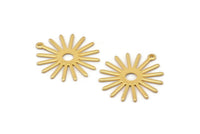 Gold Sun Charm, 4 Gold Plated Brass Sun Charms With 1 Loop (27x0.80mm) A1725 M01643