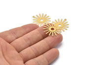 Gold Sun Charm, 4 Gold Plated Brass Sun Charms With 1 Loop (27x0.80mm) A1725 M01643