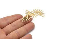Gold Sun Charm, 4 Textured Gold Plated Brass Sun Charms With 1 Hole (32x14x0.60mm) M02064
