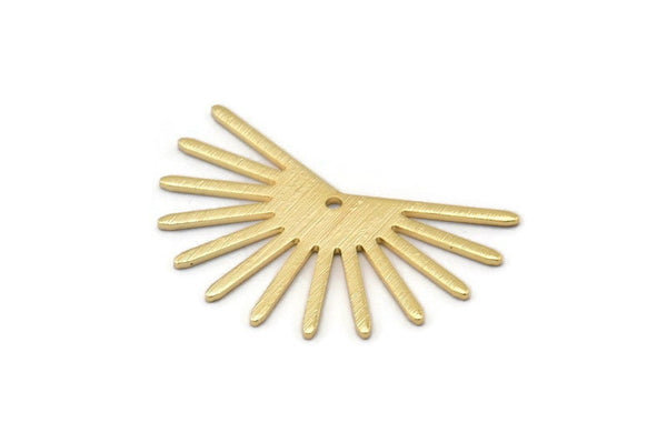 Gold Sun Charm, 4 Textured Gold Plated Brass Sun Charms With 1 Hole (20x30x0.80mm) M02271
