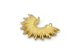 Brass Sun Charm, Raw Brass Sun Charms With 2 Loops, Connectors (10x14x2mm) N0674