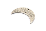 Antik Gümüş Çekiçlenmiş Hilal Bulgusu, 2 Delikli 2 Antik Gümüş Kaplama Pirinç Çekiçlenmiş Ay (35x11x1,5 mm) N0211 H0229