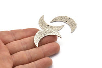 Antik Gümüş Çekiçlenmiş Hilal Bulgusu, 2 Delikli 2 Antik Gümüş Kaplama Pirinç Çekiçlenmiş Ay (35x11x1,5 mm) N0211 H0229
