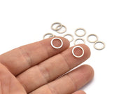Antik Gümüş Çember Yüzük, 50 Antik Gümüş Kaplama Yuvarlak Yüzük, Tılsımlar (10 mm) B0118 H0233