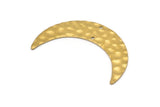 Brass Moon Charm, 8 Hammered Raw Brass Horn Charms With 2 Holes, Findings, Connectors (42x10x0.80mm) D1088