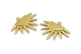 Brass Sun Charm, 4 Raw Brass Sunshine Charms With 1 Loop, Pendants, Earrings (29x22x1.5mm) N1050