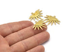 Brass Sun Charm, 4 Raw Brass Sunshine Charms With 1 Loop, Pendants, Earrings (29x22x1.5mm) N1050