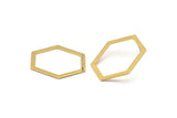 Brass Hexagon Earring, 4 Raw Brass Hexagon Stud Earrings (39x29.5x1mm) E033 A1279