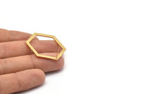 Gold Hexagon Earring, 2 Gold Plated Brass Hexagon Stud Earrings (39x29.5x1mm) E033 A1279