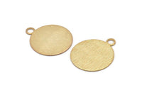 Gold Round Tag, 2 Gold Plated Brass Textured Round Stamping Blanks With 1 Loop, Earrings, Pendants, Findings (30x25x0,80mm) D0705