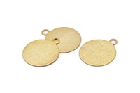 Gold Round Tag, 2 Gold Plated Brass Textured Round Stamping Blanks With 1 Loop, Earrings, Pendants, Findings (30x25x0,80mm) D0705