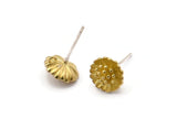Brass Flower Earring, 8 Raw Brass Flower Stud Earrings With 1 Loop (9mm) N1931