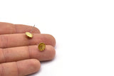 Brass Flower Earring, 8 Raw Brass Flower Stud Earrings With 1 Loop (9mm) N1931