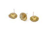 Brass Flower Earring, 8 Raw Brass Flower Stud Earrings With 1 Loop (12mm) N1932