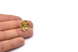 Brass Flower Earring, 2 Raw Brass Flower Stud Earrings With 1 Loop (19x17mm) N1928