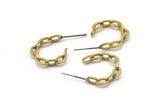 Brass Chain Earring, 4 Raw Brass Soldered Chain Shaped Stud Earrings (20x4mm) N1933