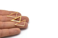 Gold Triangle Charm, 2 Gold Plated Brass Triangle Charms With 1 Loop (47x30x1mm) M01806
