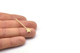 Gold Star Charm, 8 Gold Plated Brass Star Charms With 1 Loop (40x9x0.80mm) M02049