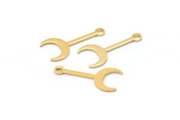 Gold Moon Charm, 12 Gold Plated Brass Crescent Charms With 1 Loop (20x9x0.80mm) M02040