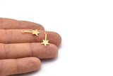 Gold Star Charm, 12 Gold Plated Brass Star Charms With 1 Loop (20x9x0.80mm) M02050