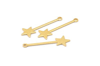 Gold Star Charm, 12 Gold Plated Brass Star Charms With 1 Loop (30x9x0.80mm) M02051 H0185