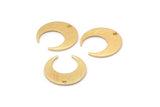 Gold Moon Charm, 6 Textured Gold Plated Brass Crescent Moon Charms With 1 Hole (14x13.5x0.80mm) M01648