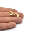 Gold Moon Charm, 6 Textured Gold Plated Brass Crescent Moon Charms With 1 Hole (14x13.5x0.80mm) M01648