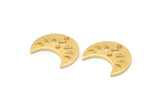 Gold Moon Charm, 6 Textured Gold Plated Brass Crescent Moon Phases Charms With 2 Holes (15x8x1mm) M01865