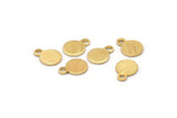 Gold Round Charm, 12 Gold Plated Brass Round Charms With 1 Loop, Earring Findings (8x6x0.70mm) M01879