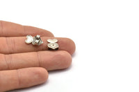 Silver Heart Stopper, 24 Antique Silver Plated Brass Heart Earring Back Stopper, Earring Stud Back Stoppers (15x10mm) D1055